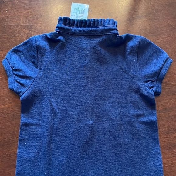 Brand New Polo Ralph Lauren Navy Blue Polo Shirt Ruffle Collar Embroidered Pony - Picture 8 of 10